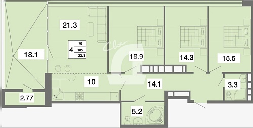 4-комнатная квартира (123.1 кв.м.)