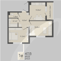 2-комнатная квартира (47.5 кв.м.)