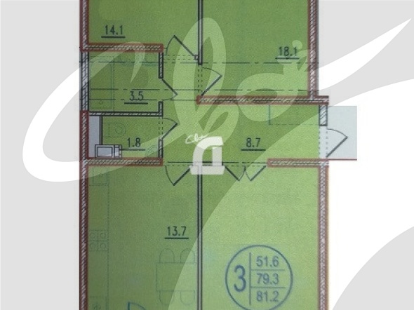 3-комнатная квартира (83 кв.м.)