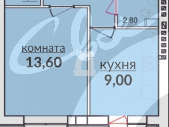 1-комнатная квартира (31.6 кв.м.)