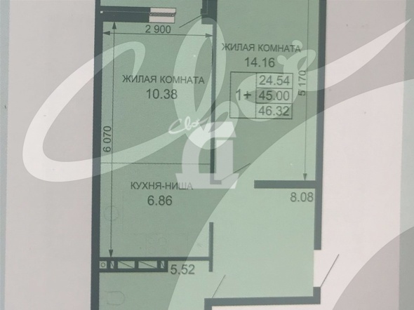 1-комнатная квартира (48.24 кв.м.)