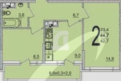 2-комнатная квартира (48 кв.м.)