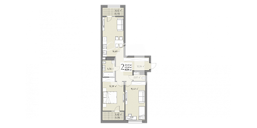2-комнатная квартира (67.3 кв.м.)