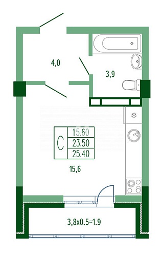 Студия (25 кв.м.)