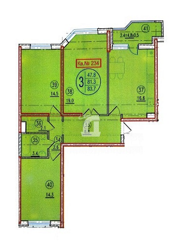 3-комнатная квартира (86 кв.м.)