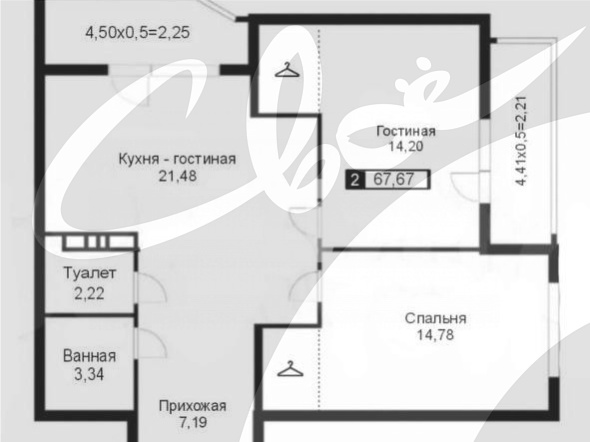 3-комнатная квартира (72.01 кв.м.)