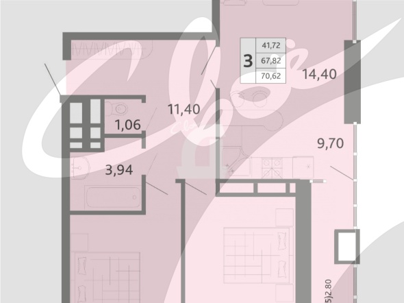 3-комнатная квартира (72.9 кв.м.)