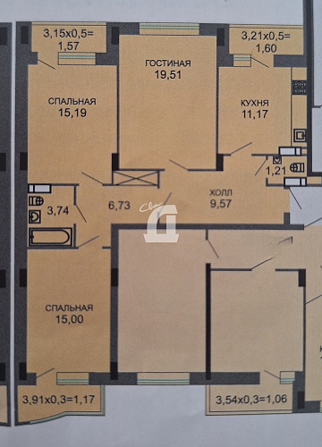 3-комнатная квартира (90 кв.м.)