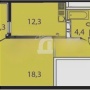 1-комнатная квартира (41.1 кв.м.)