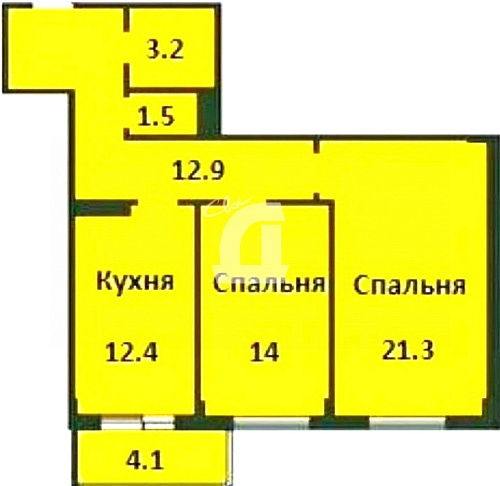2-комнатная квартира (66.5 кв.м.)
