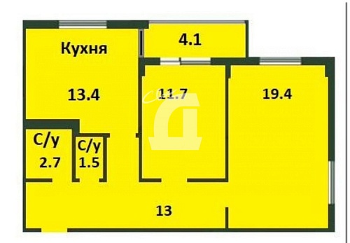 2-комнатная квартира (65.4 кв.м.)