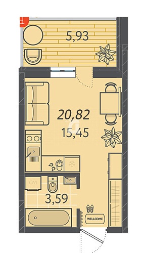 Студия (21 кв.м.)
