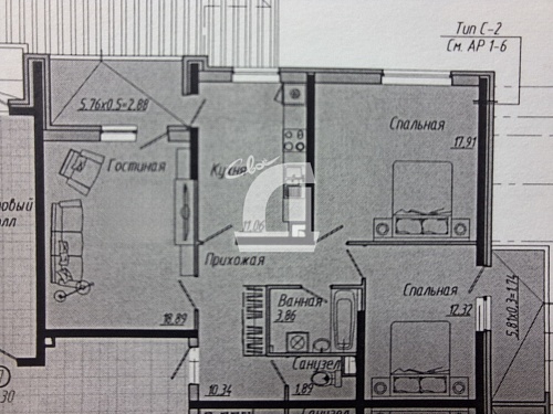 3-комнатная квартира (80 кв.м.)