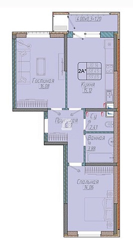 2-комнатная квартира (60 кв.м.)