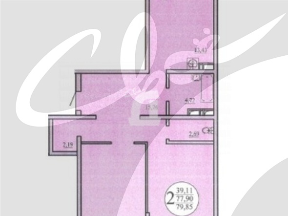 2-комнатная квартира (77.7 кв.м.)