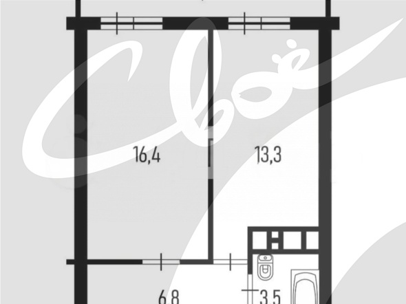 1-комнатная квартира (47.4 кв.м.)