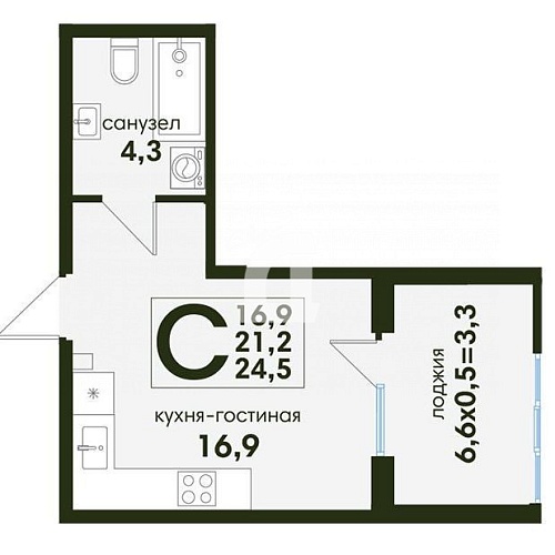 Студия (24.5 кв.м.)