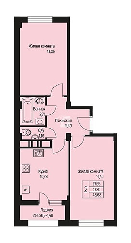 2-комнатная квартира (49 кв.м.)
