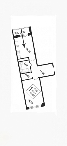 1-комнатная квартира (55 кв.м.)