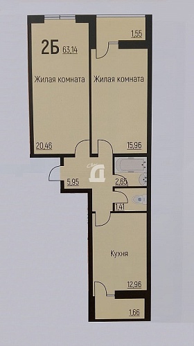 2-комнатная квартира (61.8 кв.м.)