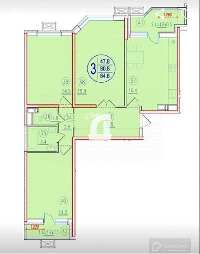 3-комнатная квартира (85 кв.м.)