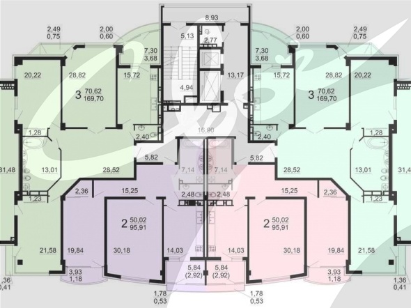 2-комнатная квартира (95.91 кв.м.)