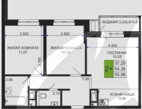 2-комнатная квартира (56 кв.м.)