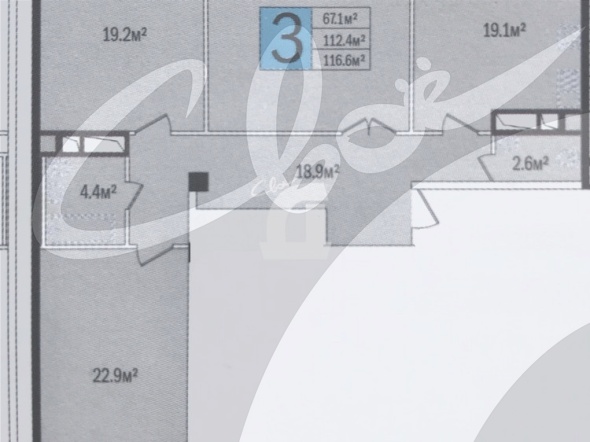 3-комнатная квартира (117 кв.м.)