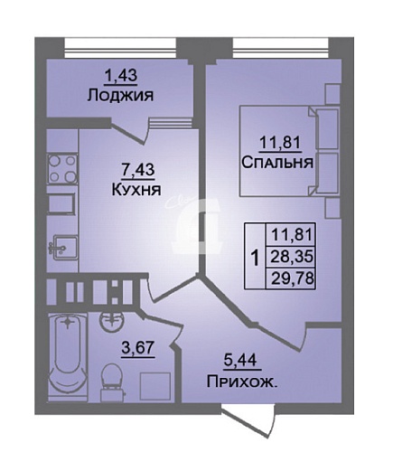1-комнатная квартира (30 кв.м.)