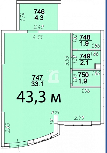  (43.3 кв.м.)