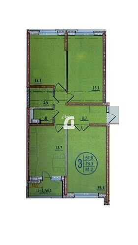 3-комнатная квартира (83 кв.м.)