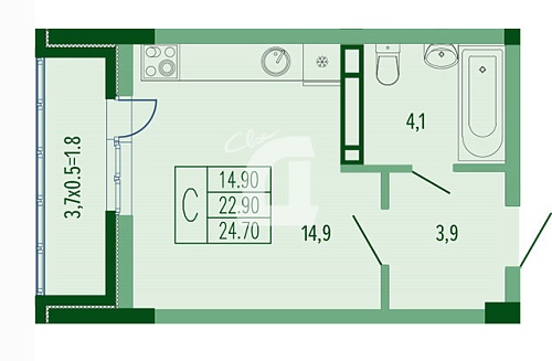 Студия (25 кв.м.)