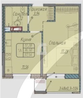 1-комнатная квартира (38 кв.м.)